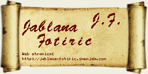 Jablana Fotirić vizit kartica